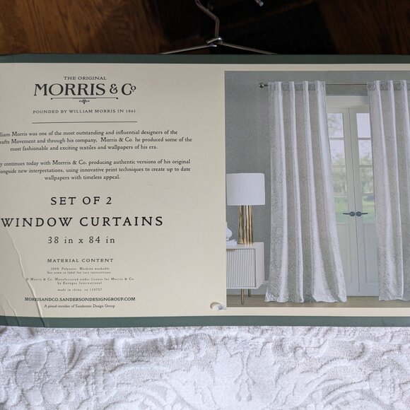 Reserved for Molly--Morris & Co. 38" x 84" Strawberry Thief Curtains - Picture 2 of 4
